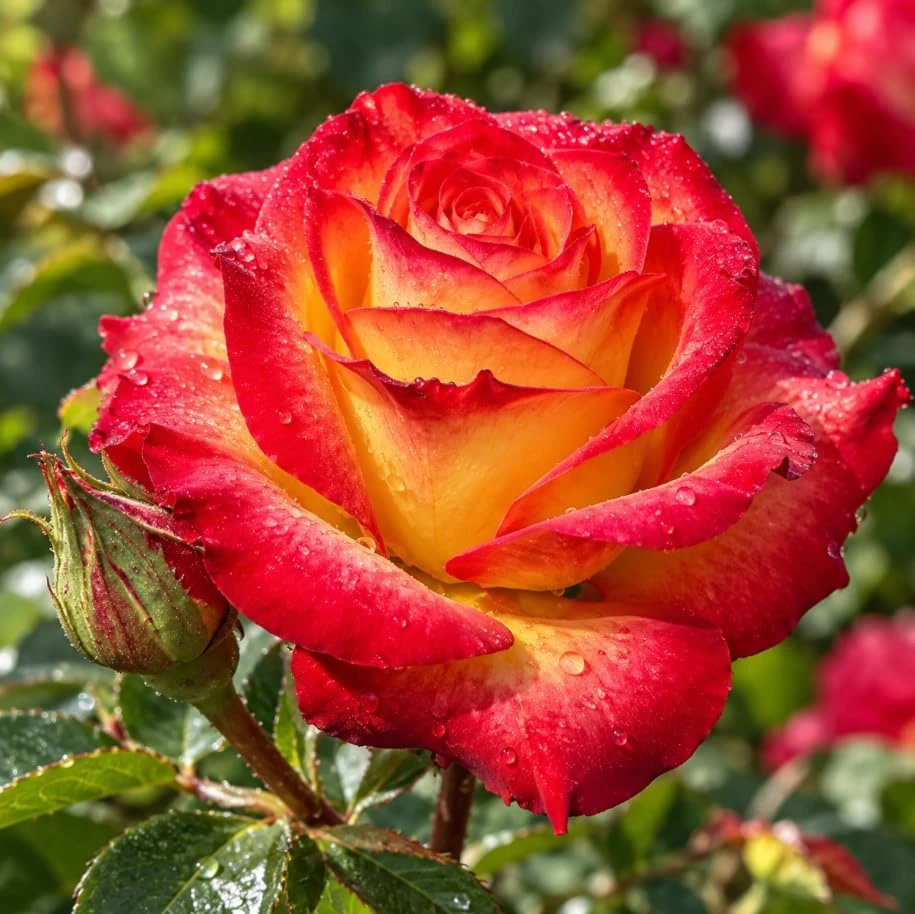 Yellow Red Rose Live Plant - Bicolor Bush, 4-6 Inches Tall, Outdoor - Image 2