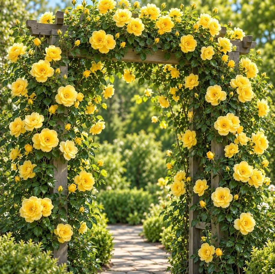 Yellow Rose Live Plant - Rooted Climbing Rose, 5-7 Inches Tall, Fragrant Flowers, Outdoor - Image 1